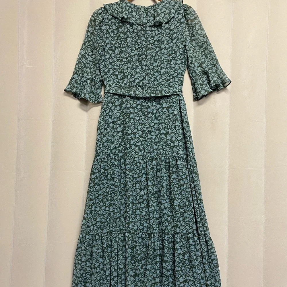 Gal Meets Glam Women’s Roberta Dress Size 2 Ruffled Maxi Cottagecore Prairie